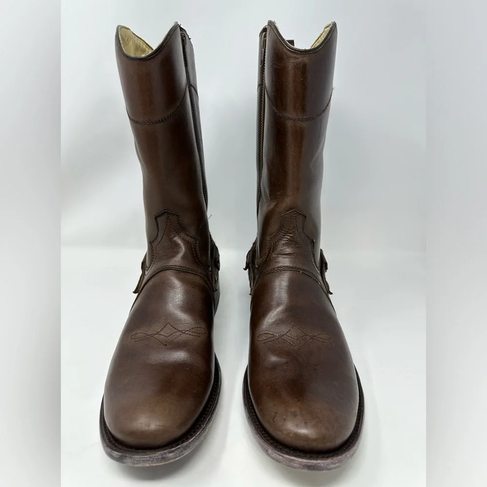 Corral‎ Western Boots Leather Strap Zip Closure Brown G1404 Men's Size 9.5